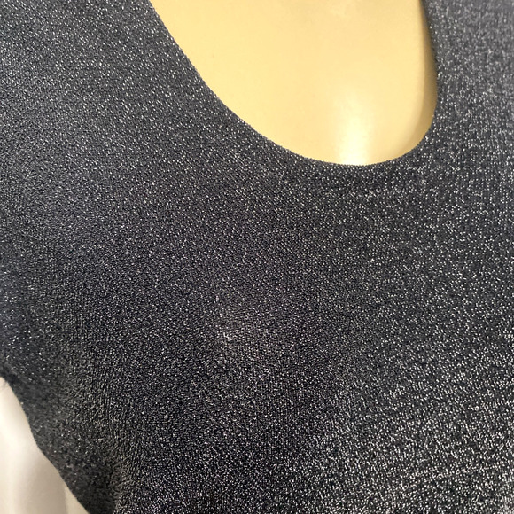 Misook Tank Top Blouse Shirt Sleeveless Scoop Neck Black Shimmer Metalli… - Picture 4 of 6